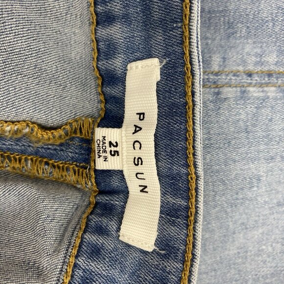 Pacsun Denim Mini Skirt Asymmetrical Kelsey Snap Front NWT Boho Size 25 - Picture 3 of 4